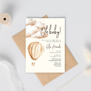 Boho Air Balloon "Oh Baby" Baby Shower Invitation