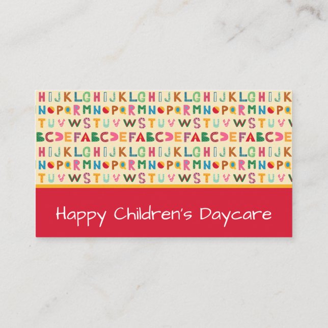 Boho Alphabet Daycare  Business Card (Back)