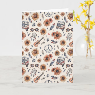 Boho Americana Festival Sunflowers VW Bus 4th of J Card