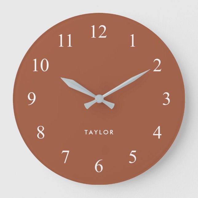 Boho and Elegant Terracotta and White Large Clock (Front)