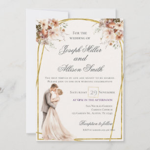 Boho and Gold Wedding Invitation