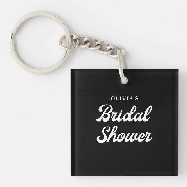 Boho and Retro Black | Bridal Shower  Key Ring (Front)