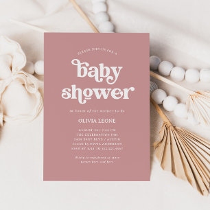 Boho and Retro Dusty Rose   Baby Shower Invitation