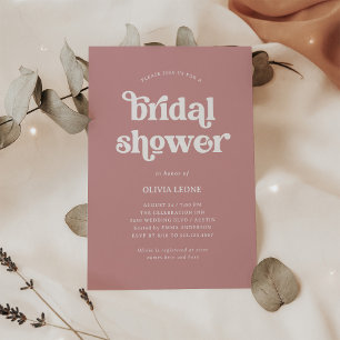 Boho and Retro Dusty Rose   Bridal Shower Invitation