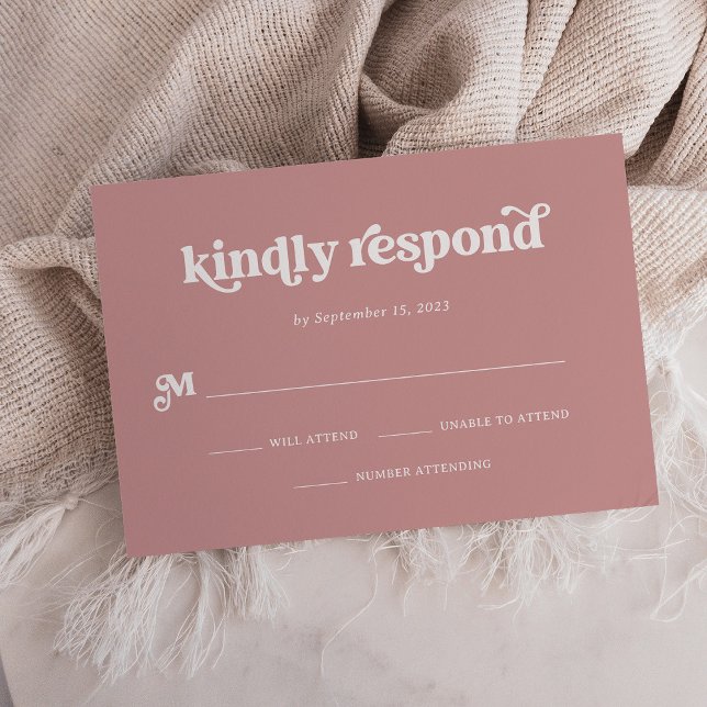 Boho and Retro Dusty Rose RSVP Card (Creator Uploaded)