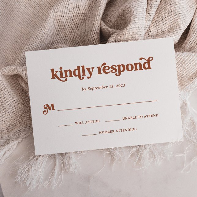 Boho and Retro Terracotta and White RSVP Card (Creator Uploaded)