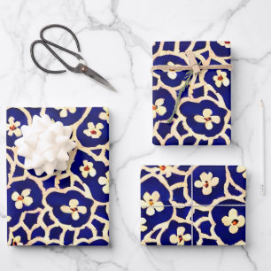 Boho Anemone Blue Wrapping Paper Sheet