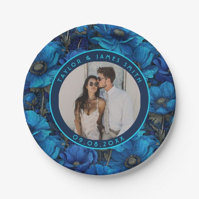 Boho Anemones Plates For Engagement Party (Front)