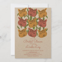 Boho Animal Cat Cheetah Safari Bridal Shower Invit