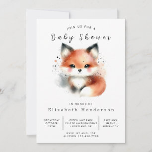 Boho Animal Friends Fox Baby Shower Invitation