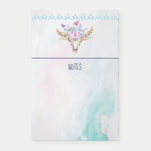 Boho Animal Skull with Butterflies and Flowers Post-it Notes