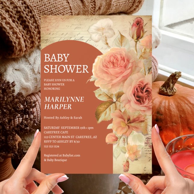 Boho Arch Autumn Terracotta Baby Shower Invitation (Creator Uploaded)