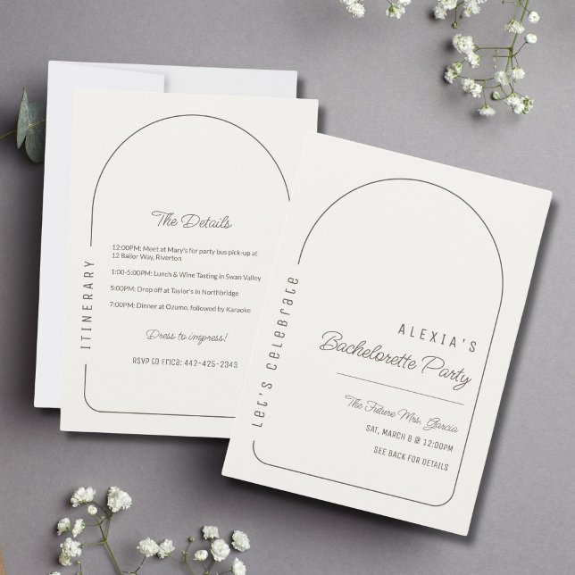 Boho Arch Bachelorette Party Invitation Itinerary (Creator Uploaded)