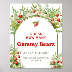 Boho Arch Berry Sweet Guess How Many Gummy Bears Poster