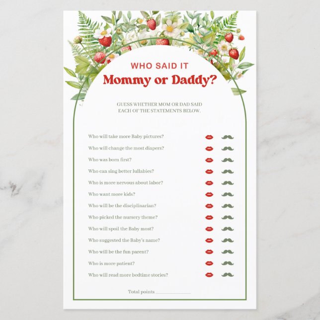 Boho Arch Berry Sweet Strawberry Mummy or Daddy  (Front)