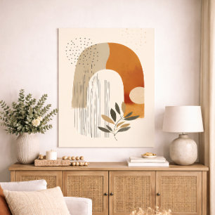 Boho Arch Botanical Geometric Neutral Terracotta M Poster