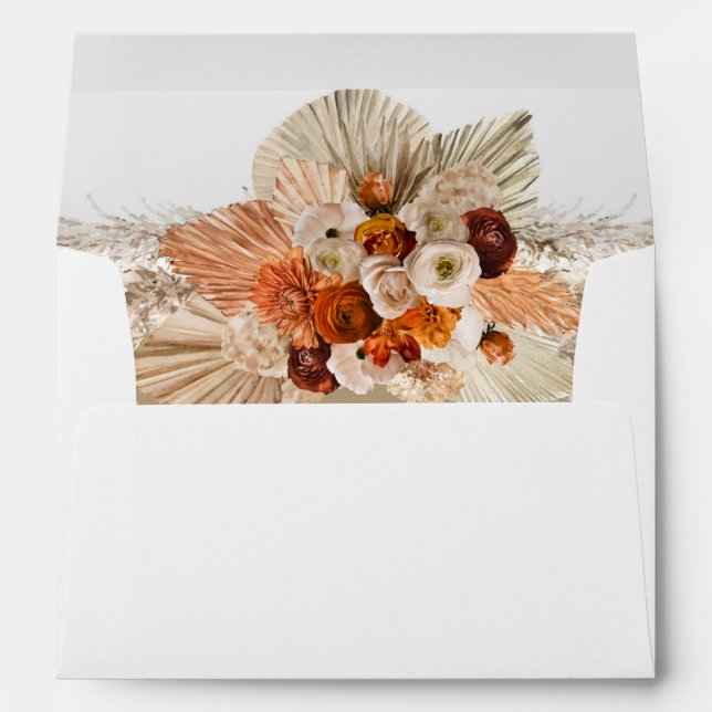 Boho arch burnt orange terracotta copper pampas envelope (Back (Bottom))