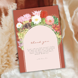 Boho Arch Cactus Blooming Desert Baby Shower Thank You Card