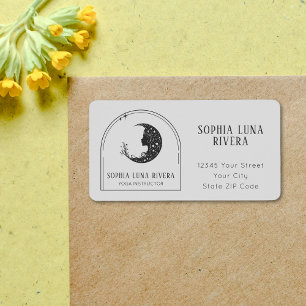 Boho Arch Celestial Crescent Moon Yoga Instructor  Label
