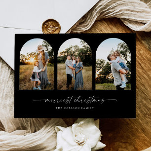 Boho Arch Christmas Holiday Greeting Photo Card