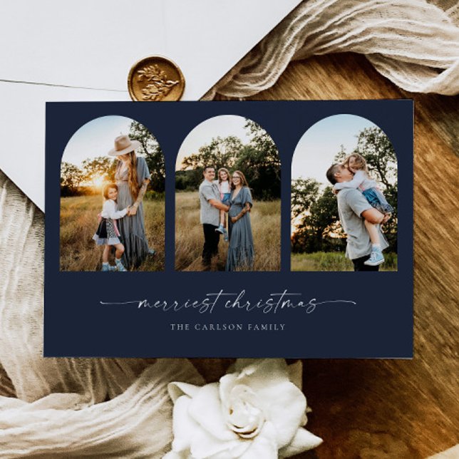 Boho Arch Christmas Holiday Greeting Photo Card (Creator Uploaded)