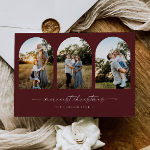 Boho Arch Christmas Holiday Greeting Photo Card