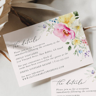 Boho Arch Colourful Floral Spring Wedding Details Enclosure Card