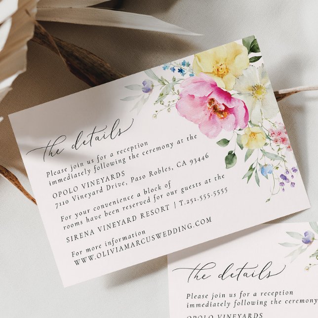 Boho Arch Colourful Floral Spring Wedding Details Enclosure Card (Creator Uploaded)