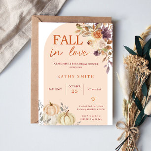 Boho Arch Fall In love Bridal Shower Rustic Floral Invitation