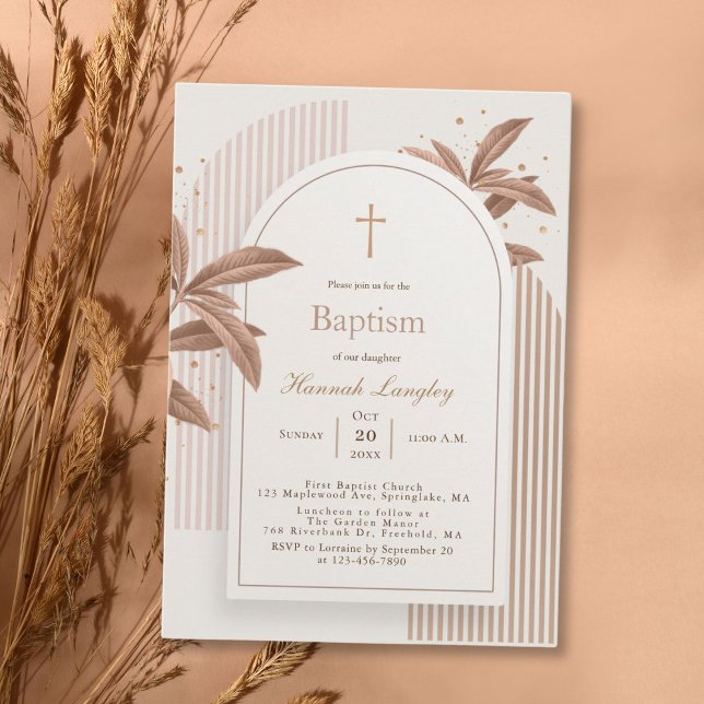 Boho Arch Floral Baptism Invitation (Creator Uploaded)