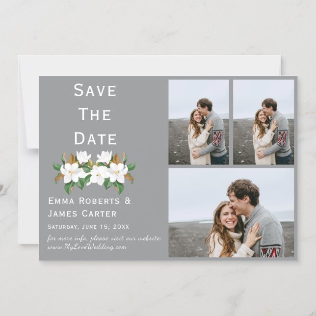 Boho Arch Grey Photo Save the Date Magnet (Front)