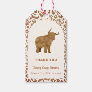 Boho Arch Holy Cow Western Baby Shower Gift Tags