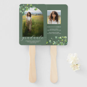 Boho Arch Ivy, Sage Green Graduation  Hand Fan