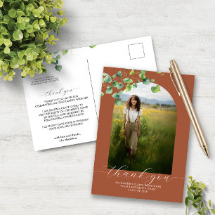 Boho Arch Ivy Terra Cotta Bro Grad Thank You Postcard