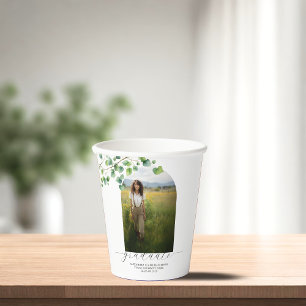 Boho Arch Ivy, White Graduation  Paper Cups