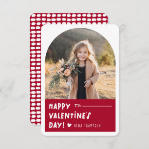 Boho Arch Kids Photo Classroom Valentine's Day Car Thank You Card