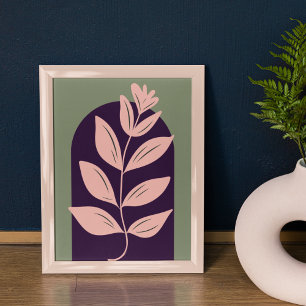 Boho Arch Modern Art Minimalist Botanical Leaves Poster