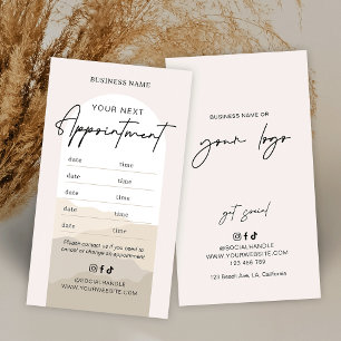 Boho Arch Neutrals Beige Monogram Beauty Salon Appointment Card