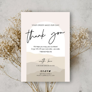 Boho Arch Neutrals Beige Monogram Business Thank You Card