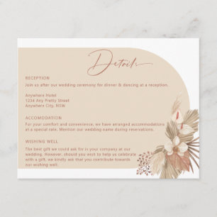 Boho Arch Pampas Grass Details Enclosure Card