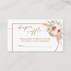 Boho Arch Pampas Grass Diaper Raffle Card Insert