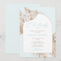 Boho Arch Pampas Grass Light Blue Boy Baby Shower