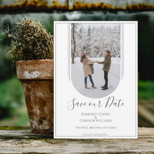 Boho Arch Photo Save the Date   White