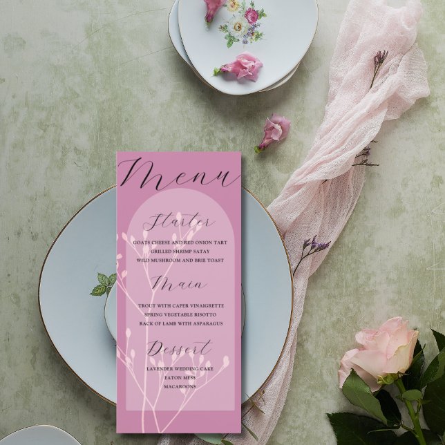 Boho Arch Pink Foliage Wedding Menu (Creator Uploaded)