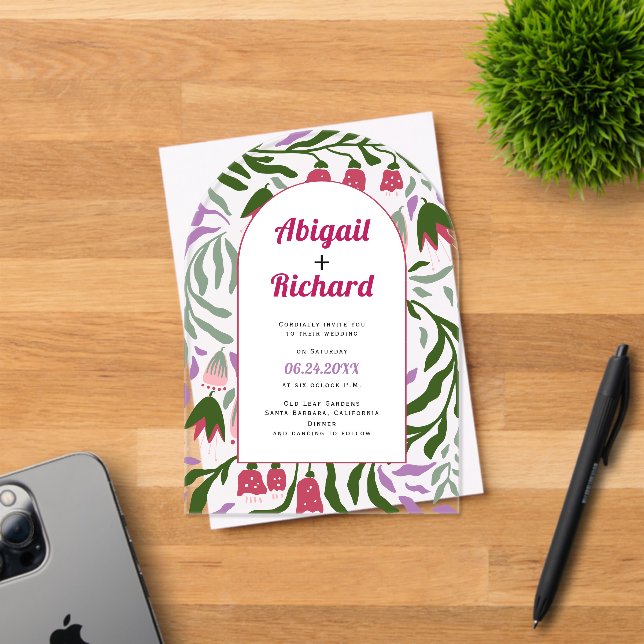 Boho arch retro branches and flowers wedding acrylic invitations (Insitu (Invitation Card))