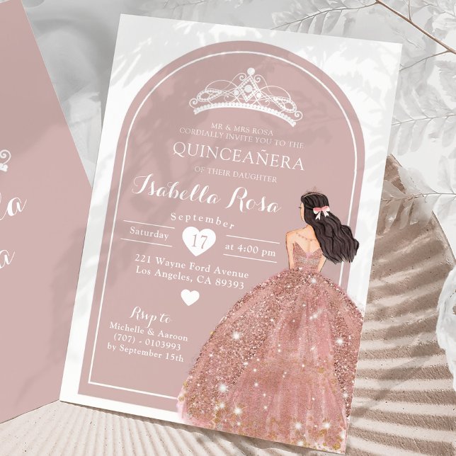 Boho Arch Rose Gold Mexican Princess Quinceañera Invitation (Creator Uploaded)