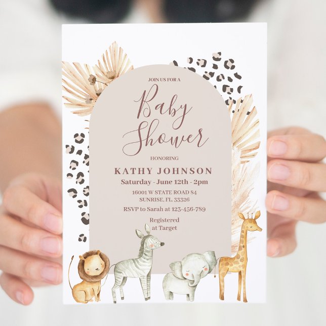 Boho Arch Safari Jungle Animals Baby Shower  Invitation (Creator Uploaded)