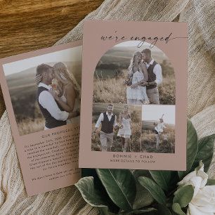 Boho Arch Salmon Proposal Photo Collage Engagement Announcement