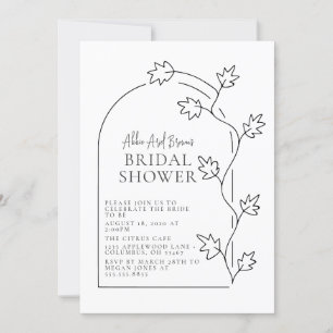 Boho Arch Script Text Bridal Shower Invitation