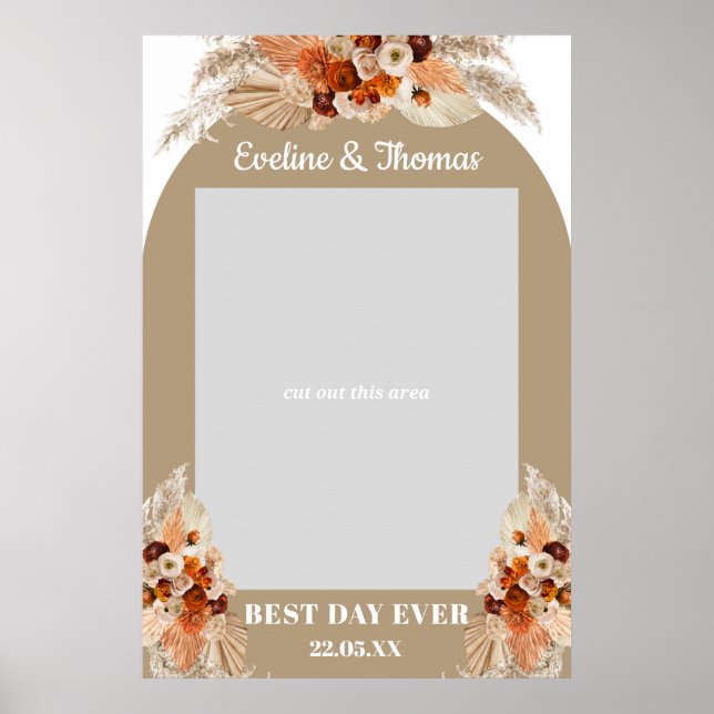 Boho arch terracotta pampas wedding photo prop  poster (Front)